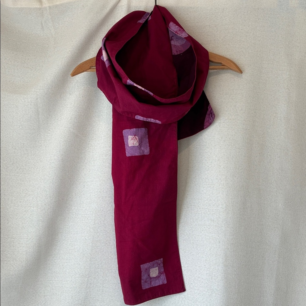 Global Mamas Handmade Ghana Batik Style Reversible Cotton Scarf Purple Pink EUC - Picture 6 of 6